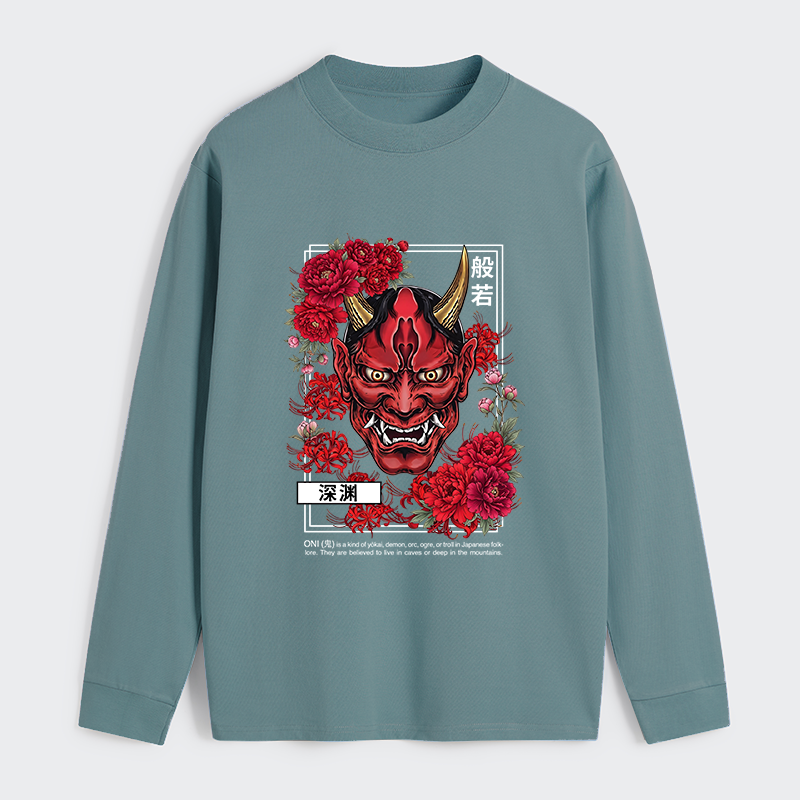 Tokyo-Tiger Cool Oni Floral Art Classic Long Sleeve T-Shirt