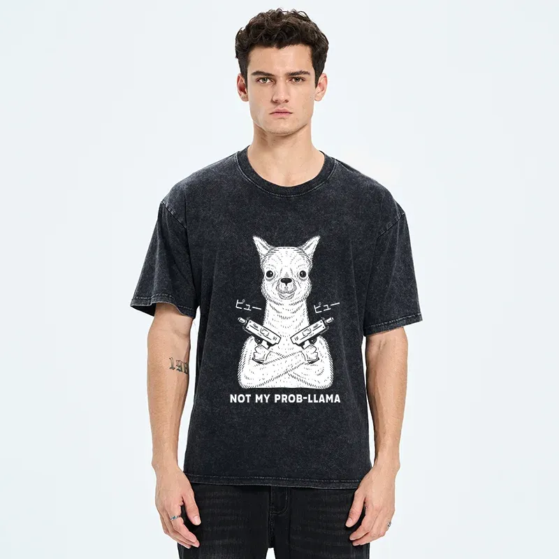 Tokyo-Tiger funny Alpaca Washed T-Shirt