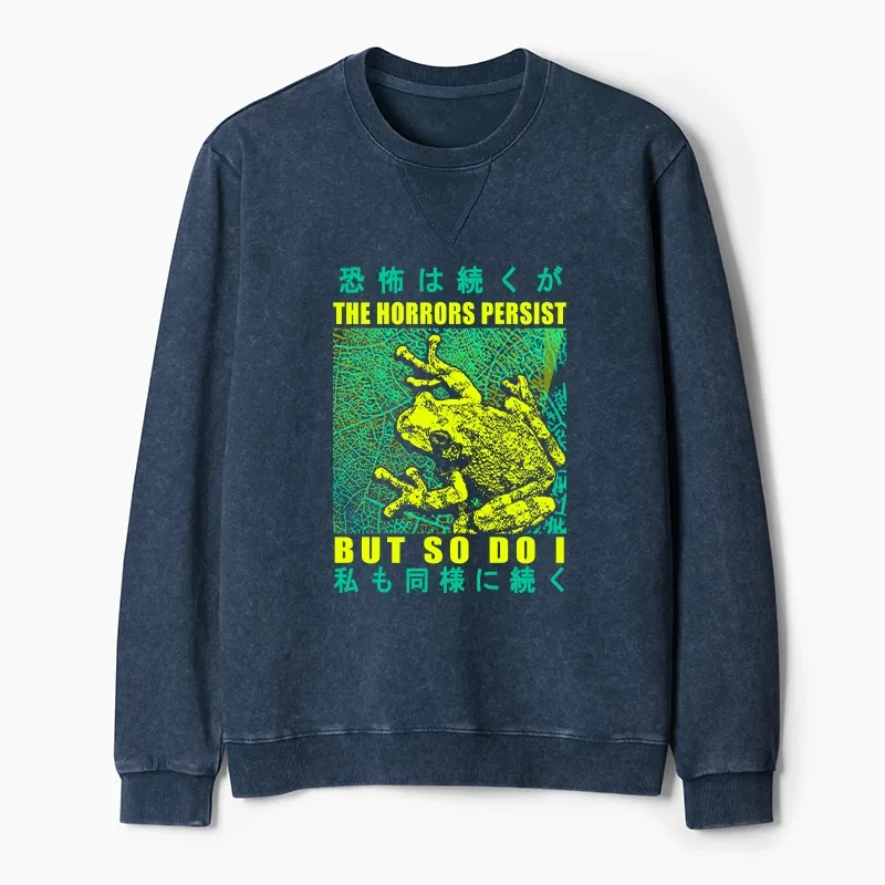 Tokyo-Tiger The Horrors Persist Frog Washed Terry Sweatshirt