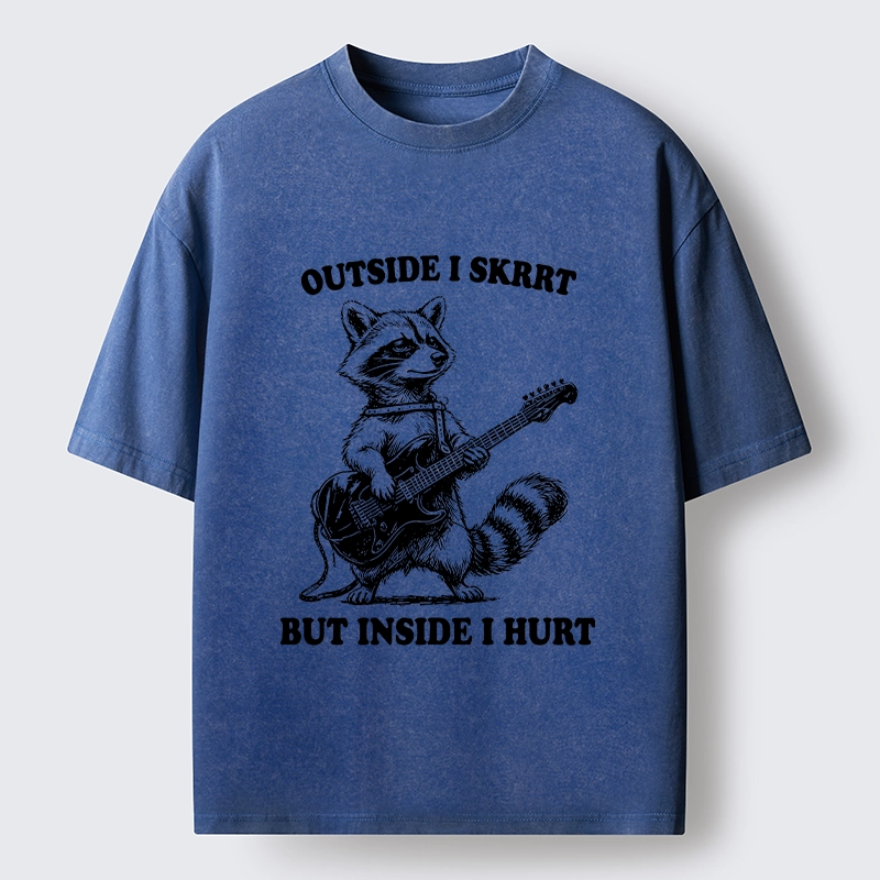 Tokyo‑Tiger Funny Rock Raccoon Washed T‑Shirt