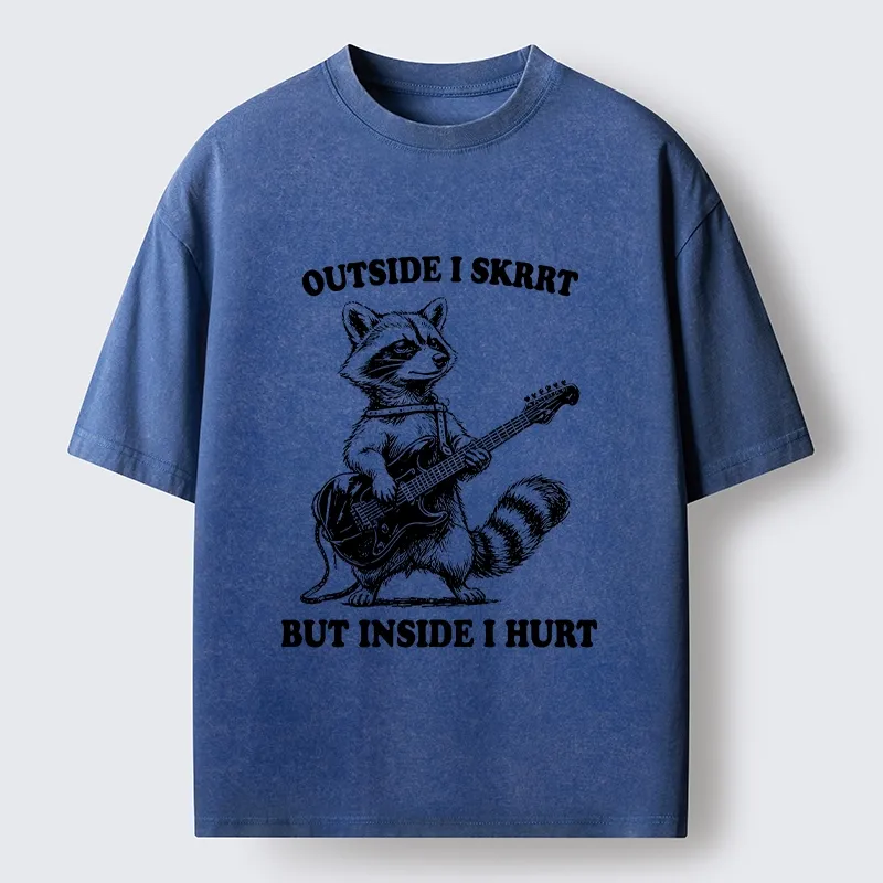 Tokyo‑Tiger Funny Rock Raccoon Washed T‑Shirt