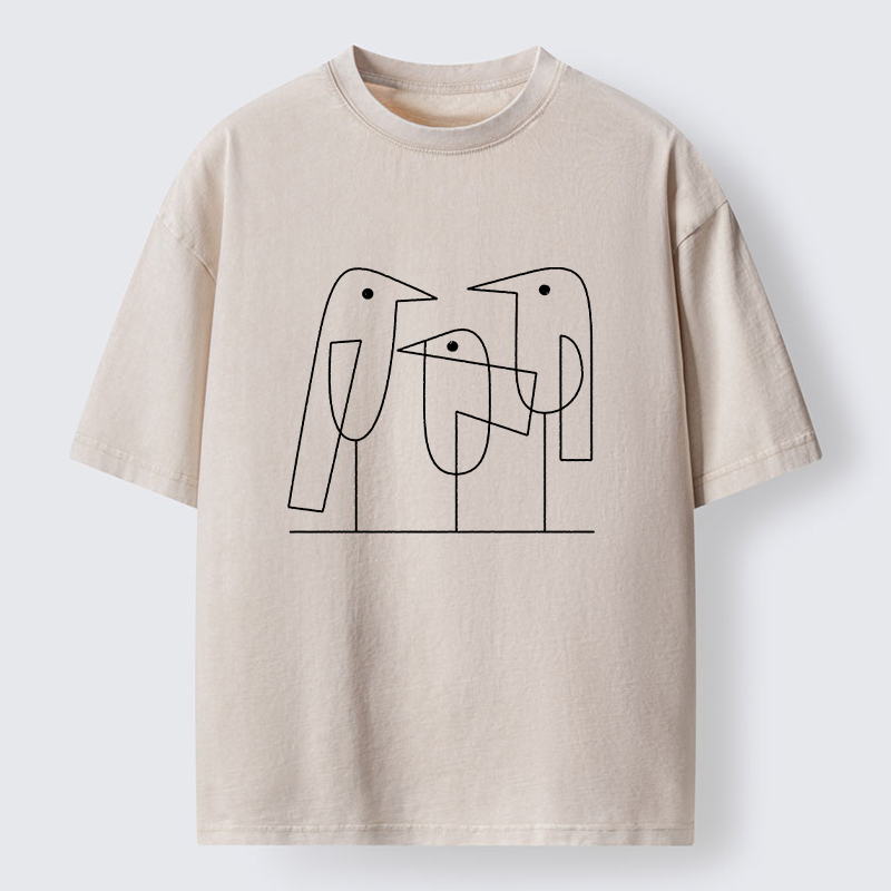 Tokyo‑Tiger Minimalist Bird Washed T-Shirt