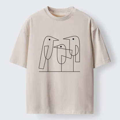 Tokyo‑Tiger Minimalist Bird Washed T-Shirt