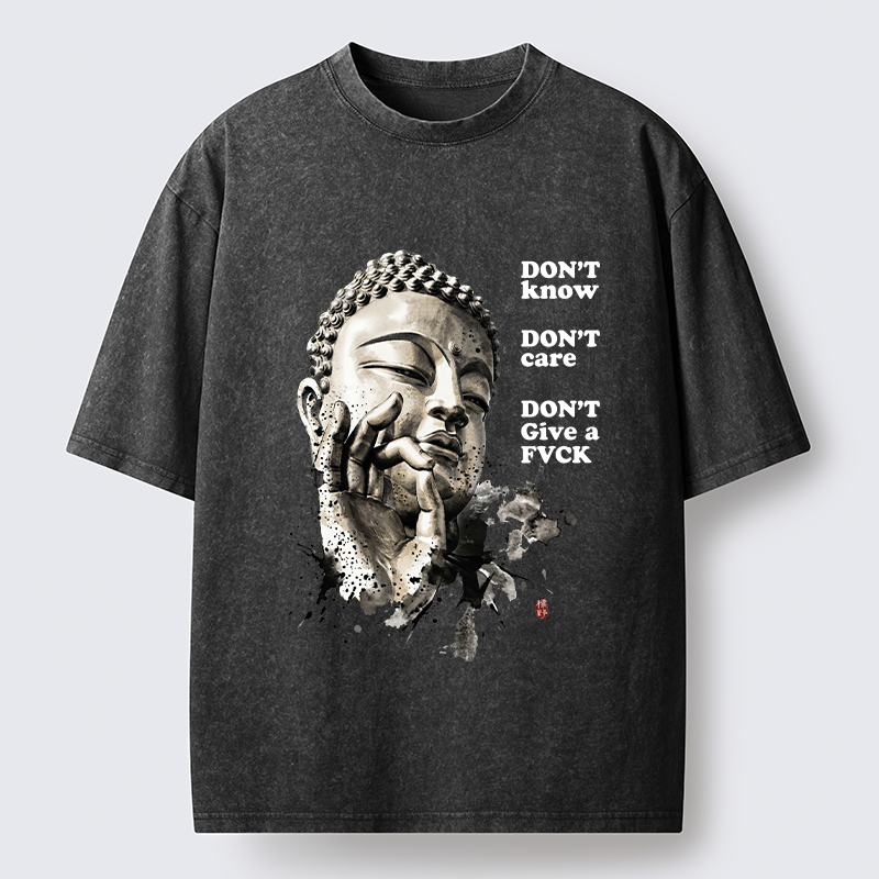 Tokyo‑Tiger Chill Buddha Meme Washed T‑Shirt