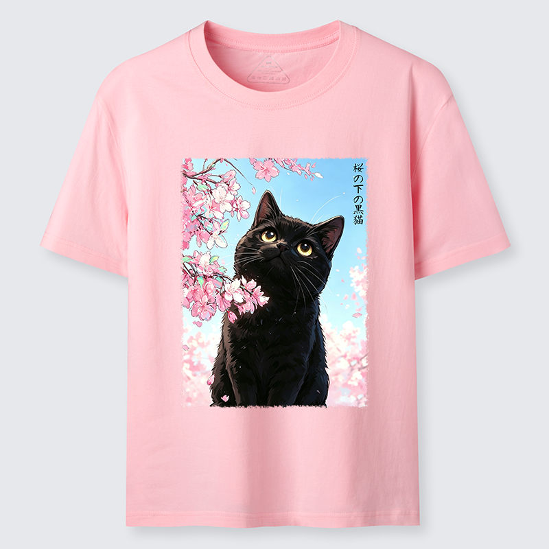 Tokyo-Tiger Japanese Sakura Black Cat Classic T-Shirt