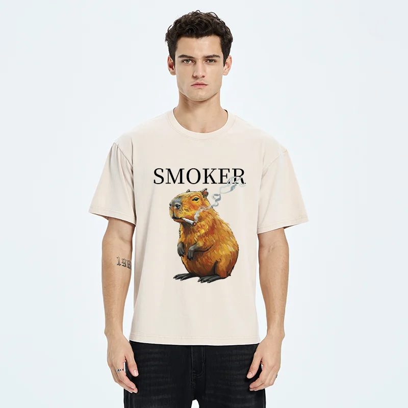 Tokyo-Tiger Obese Smokers Washed T-Shirt