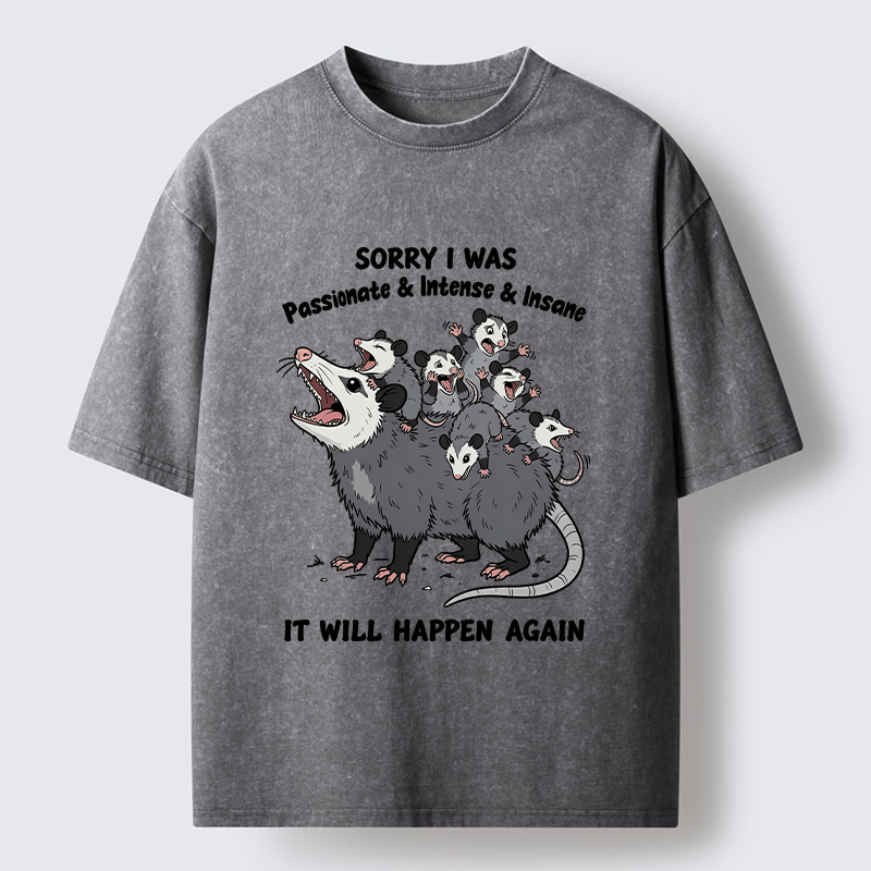Tokyo-Tiger Crazy Opossum Crew Meme Washed T-Shirt