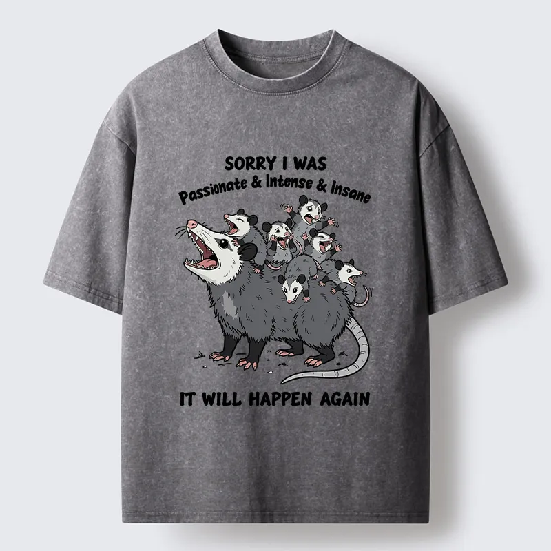 Tokyo-Tiger Crazy Opossum Crew Meme Washed T-Shirt