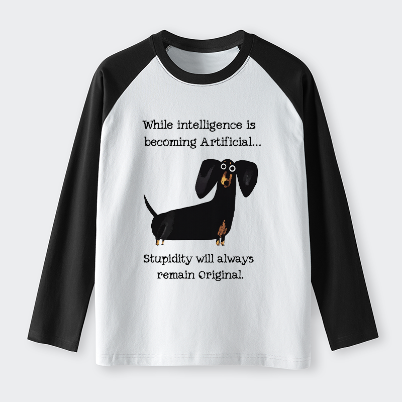 Tokyo-Tiger Dachshund Real Humor Funny Meme Raglan Long Sleeve T-shirt