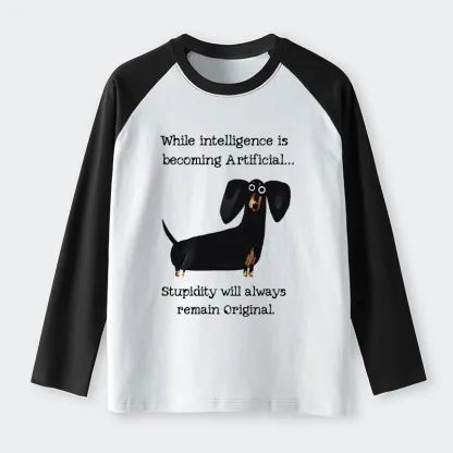 Tokyo-Tiger Dachshund Real Humor Funny Meme Raglan Long Sleeve T-shirt