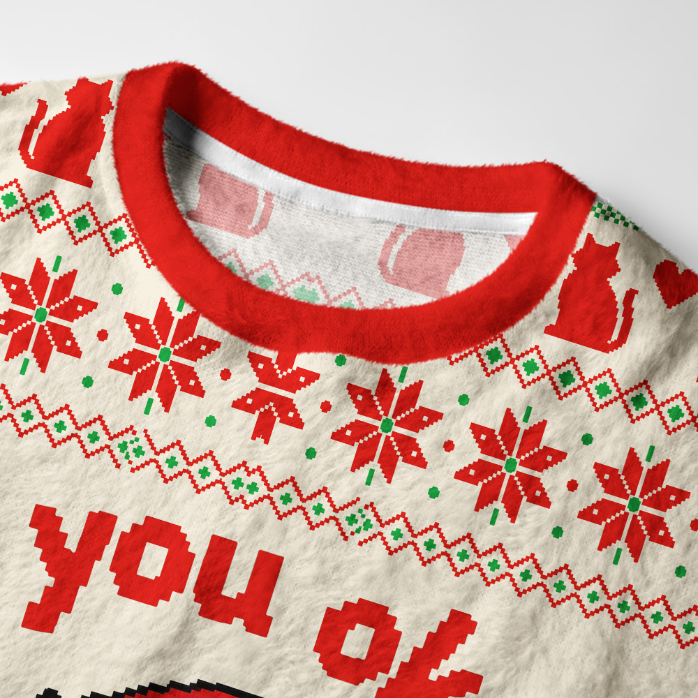 Tokyo-Tiger Grumpy Christmas Cat Fuzzy Christmas Ugly Sweatshirt