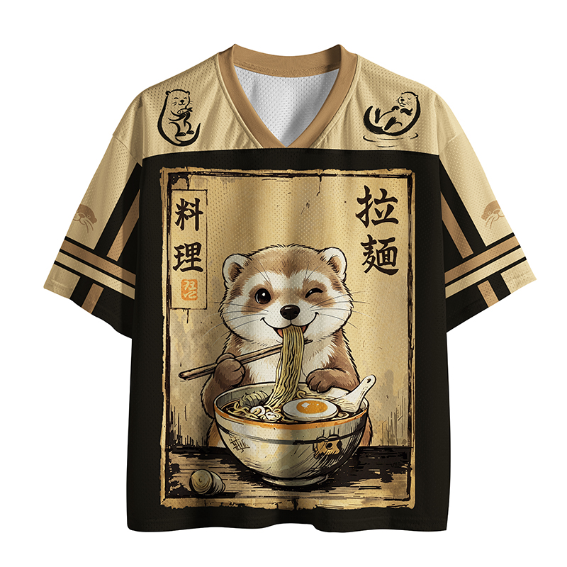 Tokyo-Tiger Ferret Eating Hot Ramen Mesh Jersey