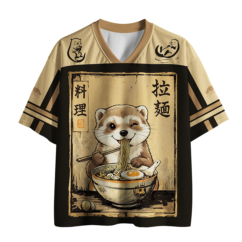 Tokyo-Tiger Ferret Eating Hot Ramen Mesh Jersey