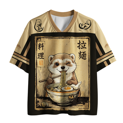 Tokyo-Tiger Ferret Eating Hot Ramen Mesh Jersey