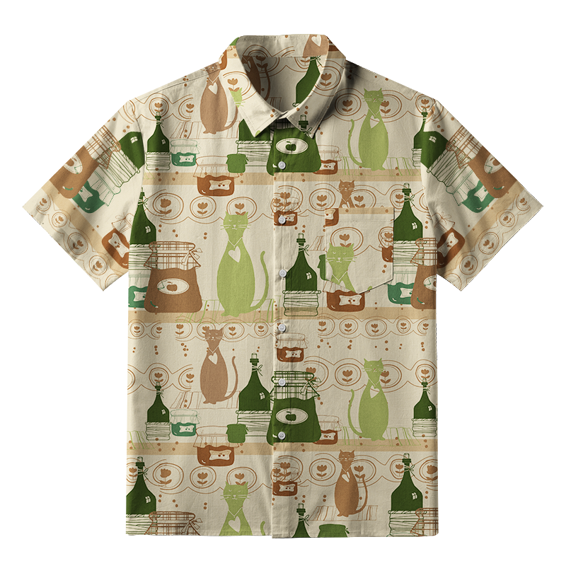 Tokyo-Tiger Cat On The Shelf Button-up Shirt