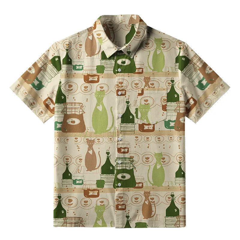 Tokyo-Tiger Cat On The Shelf Button-up Shirt