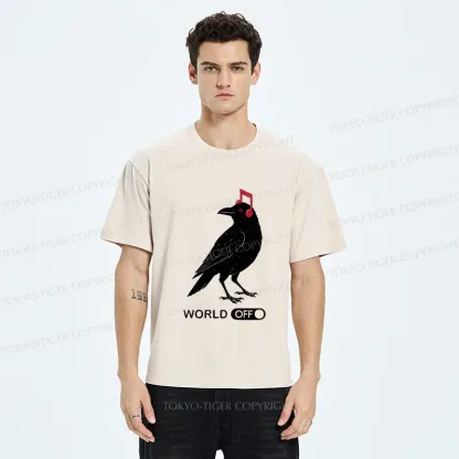 Tokyo-Tiger Crow Listening To Music Washed T-Shirt