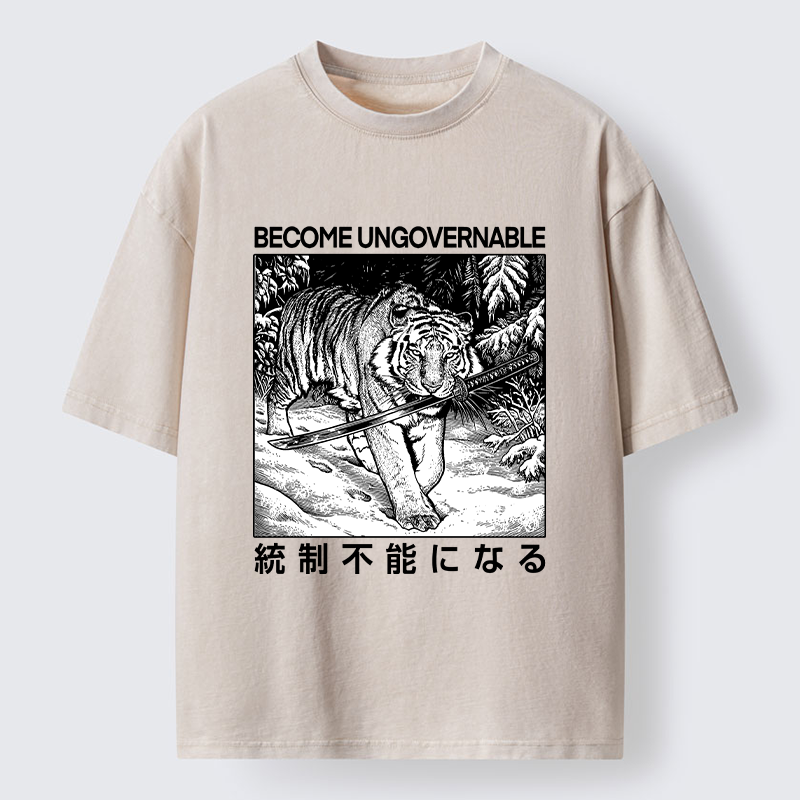 Tokyo-Tiger Sword Tiger Funny Meme Washed T-Shirt