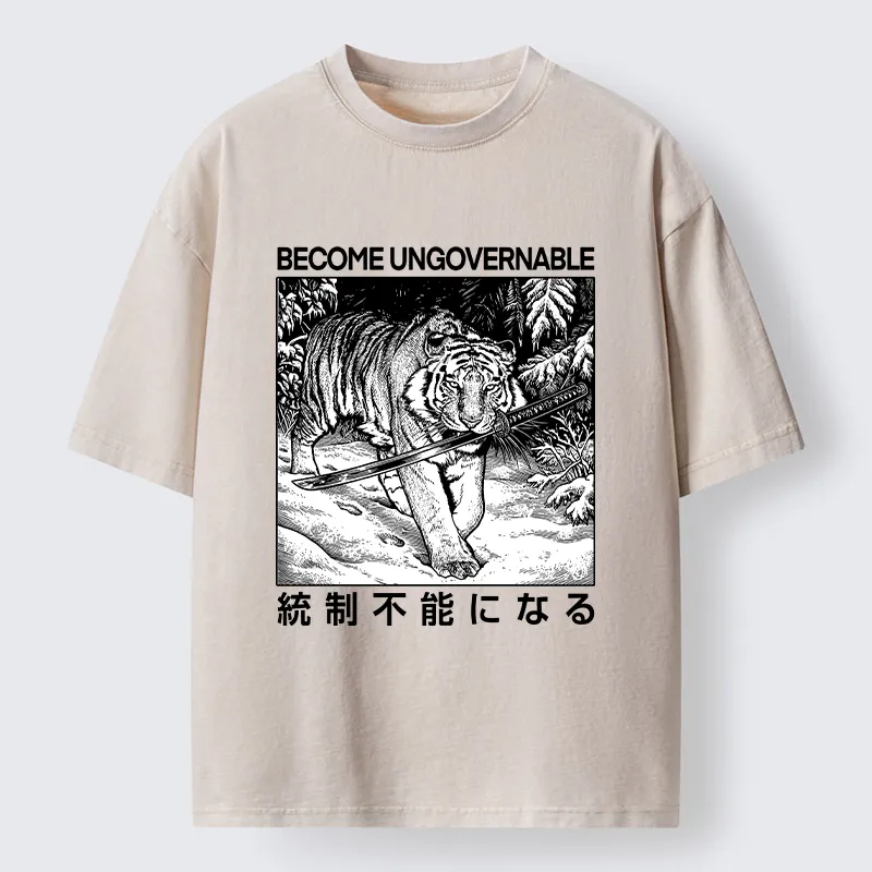 Tokyo‑Tiger Sword Tiger Funny Meme Washed T‑Shirt Sale