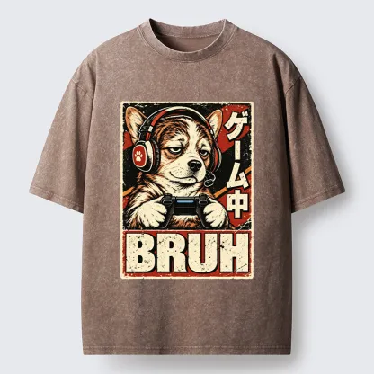 Tokyo-Tiger Funny Gamer Dog Meme Washed T-Shirt