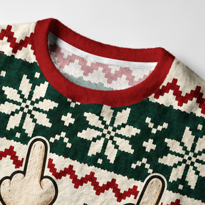 Tokyo-Tiger Cute Reindeer Holiday Vibes Fuzzy Christmas Ugly Sweatshirt