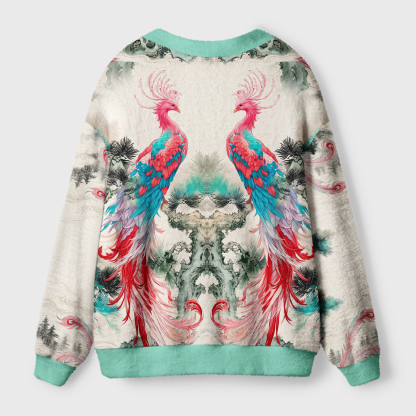 Tokyo-Tiger Twin Phoenixes Of The Sacred Grove Ugly Cardigan Sweater