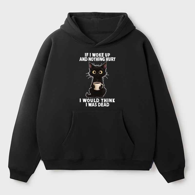 Tokyo-Tiger Funny Cute Black Cat And Coffee Meme Adult Fleece Hoodie
