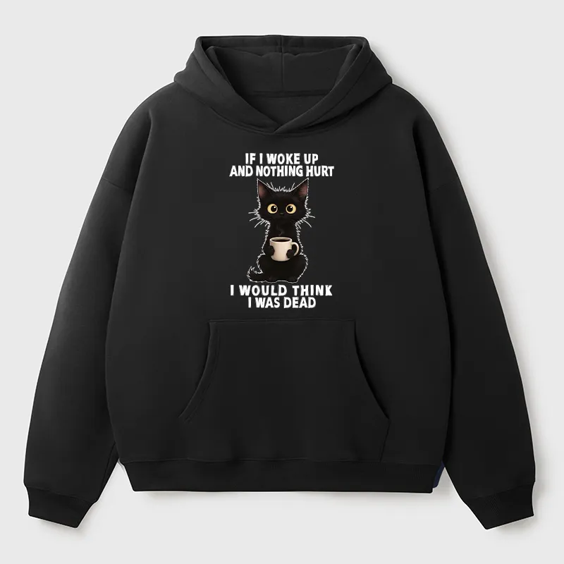 Tokyo-Tiger Funny Cute Black Cat And Coffee Meme Adult Fleece Hoodie