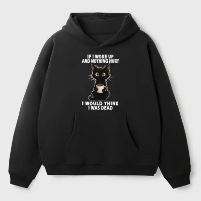Tokyo-Tiger Funny Cute Black Cat And Coffee Meme Adult Fleece Hoodie