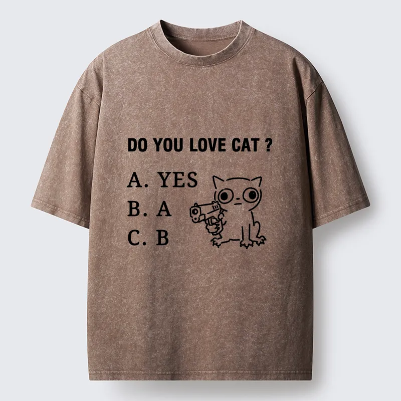 Tokyo-Tiger Funny Cat Quiz Meme Washed T-Shirt