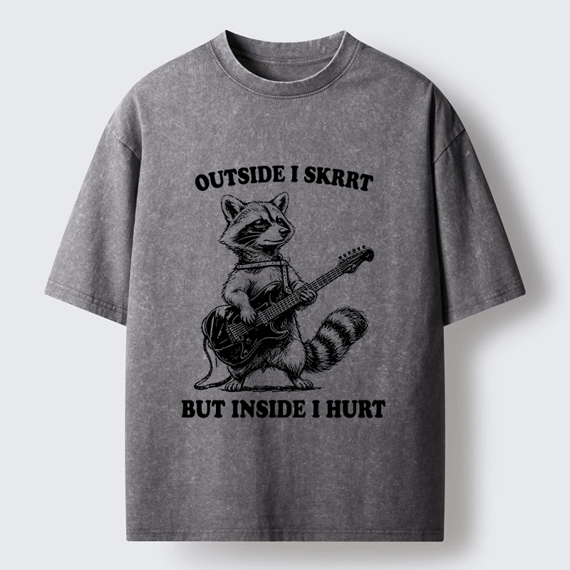 Tokyo‑Tiger Funny Rock Raccoon Washed T‑Shirt