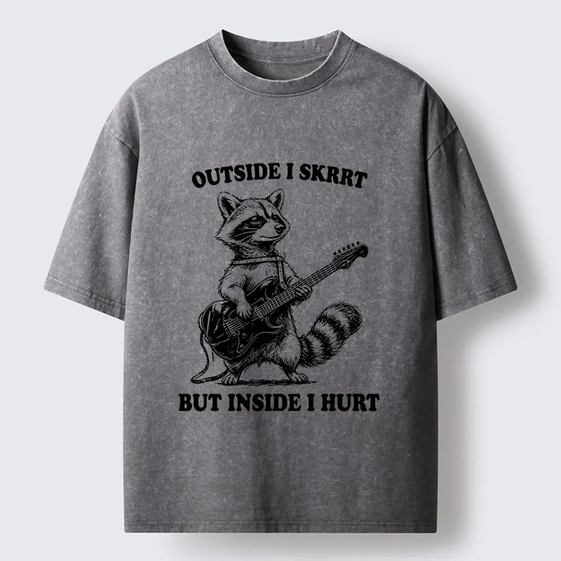 Tokyo‑Tiger Funny Rock Raccoon Washed T‑Shirt