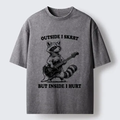 Tokyo‑Tiger Funny Rock Raccoon Washed T‑Shirt