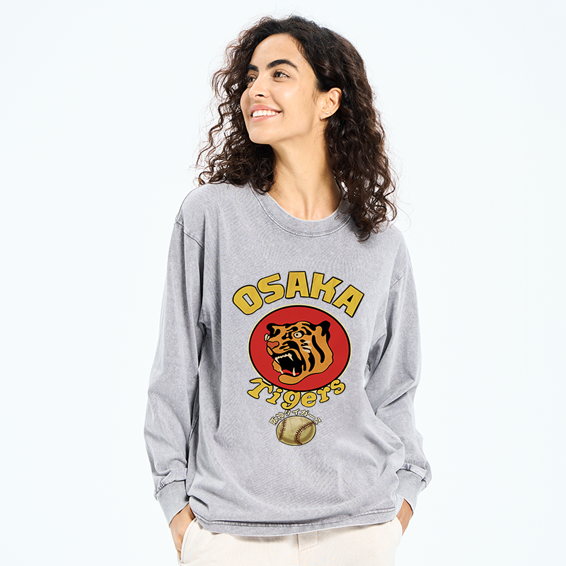 Tokyo-Tiger Osaka Tiger Baseball Washed Long Sleeve T-Shirt