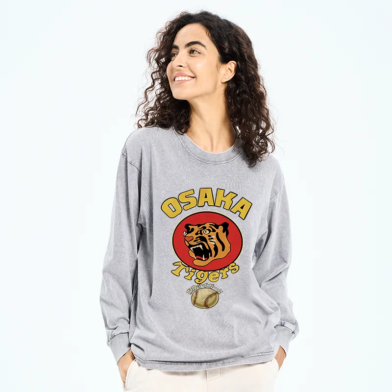 Tokyo-Tiger Osaka Tiger Baseball Washed Long Sleeve T-Shirt