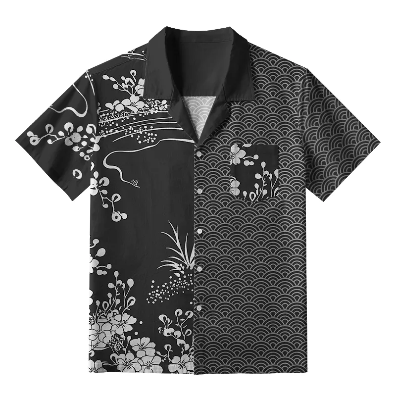 Tokyo-Tiger Flowing Waves And Sakura Aloha Hawaiian Shirt