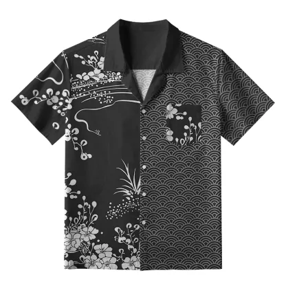 Tokyo-Tiger Flowing Waves And Sakura Aloha Hawaiian Shirt