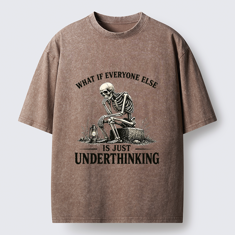 Tokyo-Tiger Skeleton Deep Thought Meme Washed T-Shirt