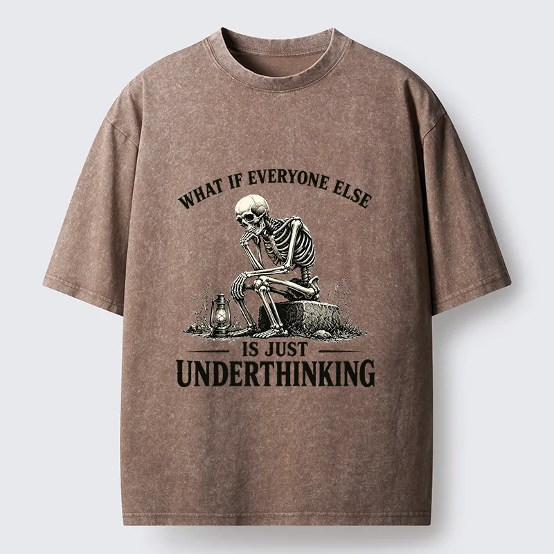 Tokyo-Tiger Skeleton Deep Thought Meme Washed T-Shirt