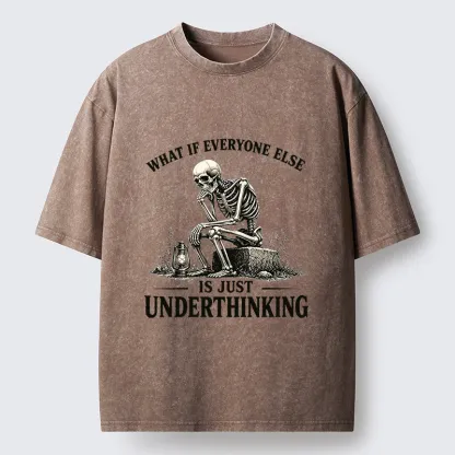 Tokyo-Tiger Skeleton Deep Thought Meme Washed T-Shirt