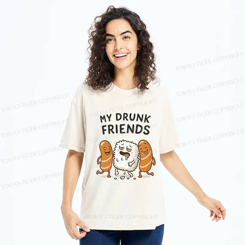 Tokyo-Tiger Drunk Sushi Washed T-Shirt