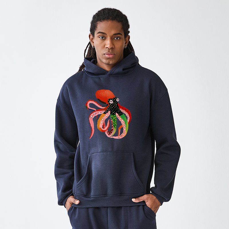 Tokyo-Tiger Colorful Octopus Art Adult Fleece Hoodie