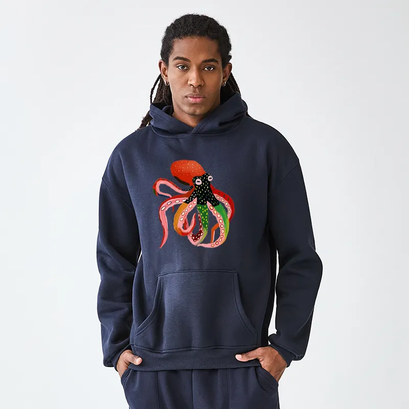 Tokyo-Tiger Colorful Octopus Art Adult Fleece Hoodie