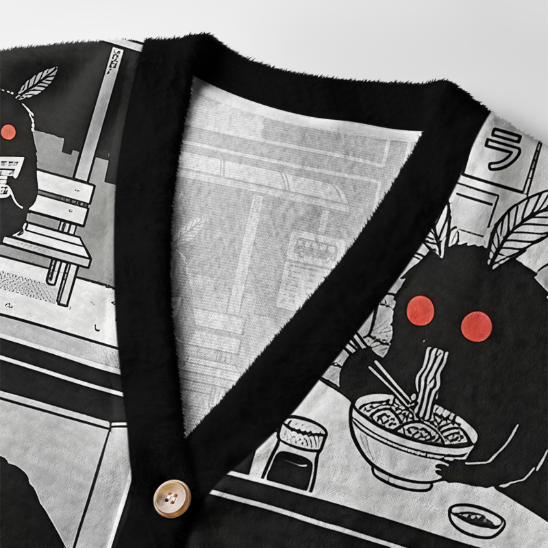 Tokyo-Tiger Dark Weird Moth‑Like Creature Manga Panel Ugly Cardigan Sweater