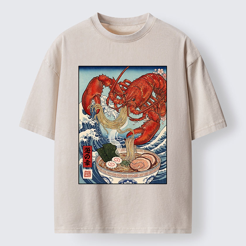 Tokyo-Tiger Lobster Ramen Wave Washed T-Shirt