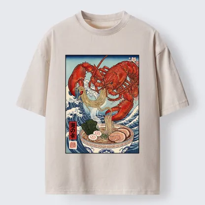 Tokyo-Tiger Lobster Ramen Wave Washed T-Shirt