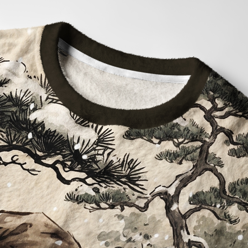 Tokyo-Tiger Retro Raccoon Samurai Fuzzy Christmas Ugly Sweatshirt