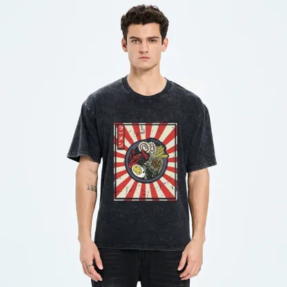 Tokyo-Tiger Japanese Delicious Ramen Washed T-Shirt