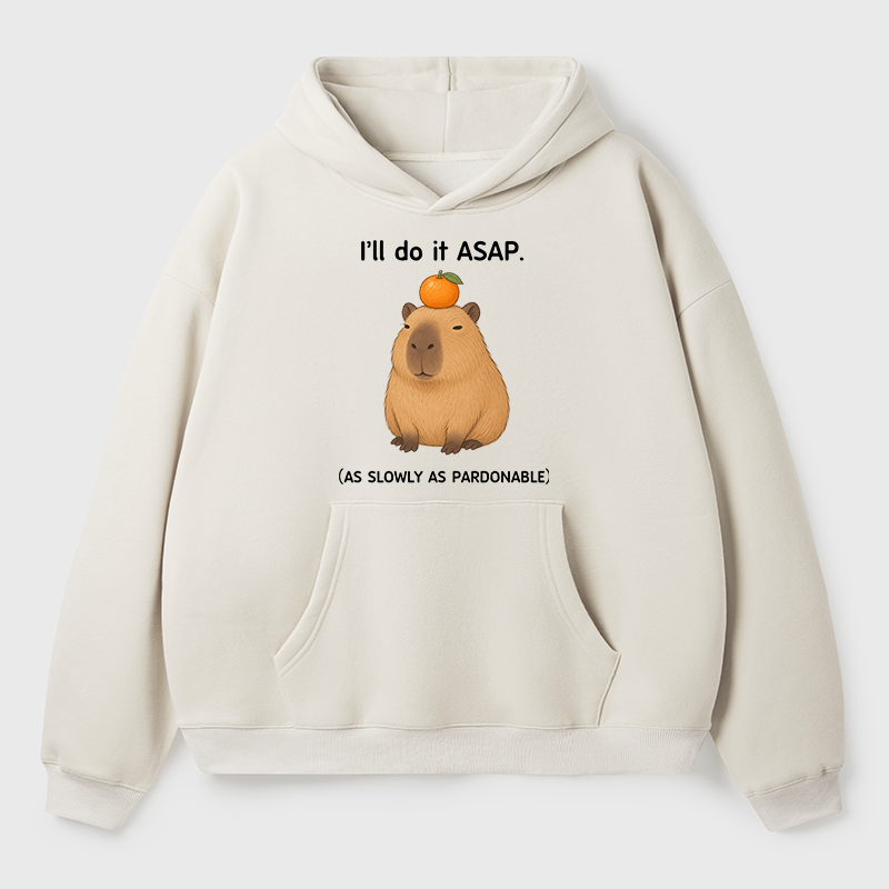 Tokyo-Tiger Slow Task Capybara Meme Adult Fleece Hoodie