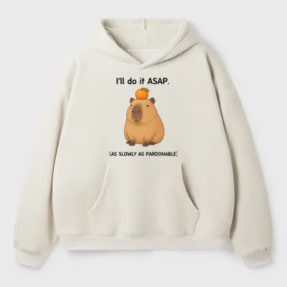 Tokyo-Tiger Slow Task Capybara Meme Adult Fleece Hoodie